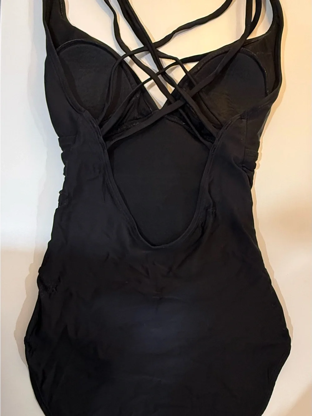 Kona Sol Black One-Piece Swimsuit with Strappy Crisscross Front